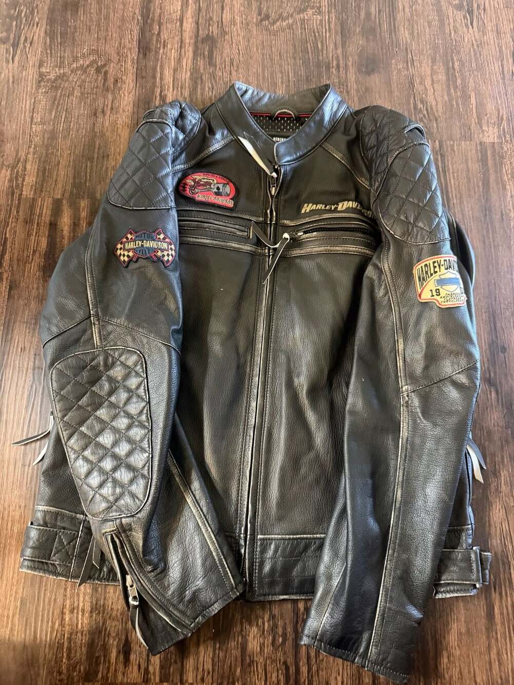 Vintage Harley-Davidson Distressed Leather Motorcycle Jacket Black - Picture 2 of 4